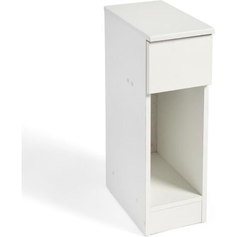Mesita de Noche Slim para Dormitorio Estilo Contemporáneo en Color Blanco 1 Cajón y 1 Hueco 60x35x24 cm