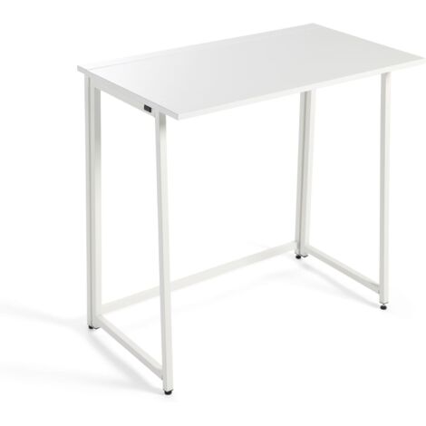 Mesa Escritorio Fed de Oficina Estilo Moderno en Color Blanco con Estructura Metálica Plegable 100x73x50 cm
