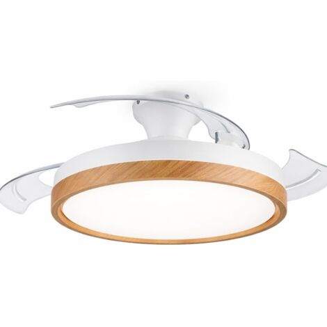 Ventilador de Techo con Luz Led POWER AIR  Aspas Retráctiles  Ø 50cm  Haya