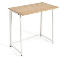 Mesa escritorio Plegable Fed para oficina estilo moderno en color Roble Cambrian y Blanco con estructura metálica 100x73x50 cm.