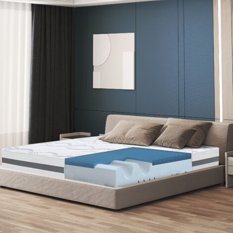Matelas à mémoire de forme 200 x 240 22 cm de haut Tissu hypoallergénique et respirant Propriétés orthopédiques et automodelantes Produit en Italie (1/5)