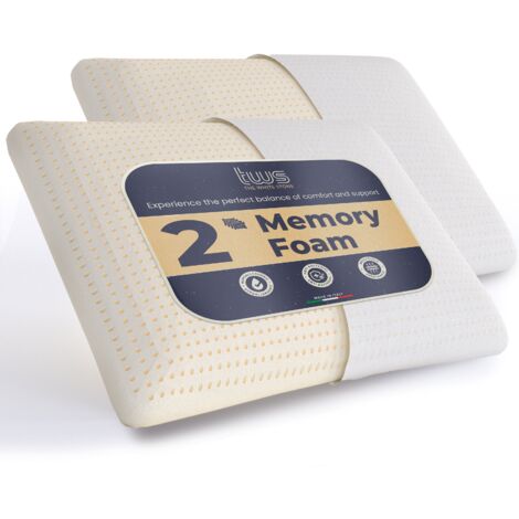 The White Stone Ensemble de 2 Oreillers en Memory Foam 40 x 70 cm  Hauteur 11 cm  Oreillers Cervicaux Hypoallergéniques, Ergonomiques et Respirants  Fonction Antisuffocation et Rafraîchissante