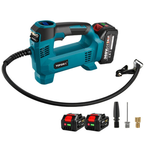 Compresor inflador inalámbrico de 18V con 3 válvulas - Con 2 baterías y 1 cargador