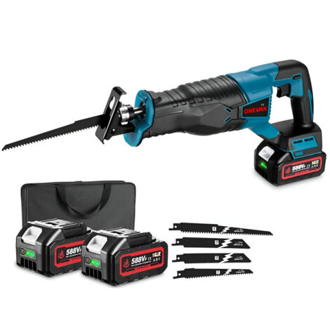 Sierra de sable 800W,Juego de sierras de sable de velocidad regulable - Bolsa de almacenamiento - con 2 baterías y 1 cargador