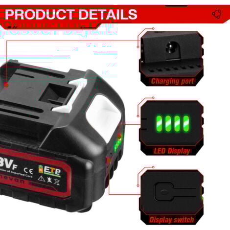 Pack de 2 baterías de 18V Li-Ion 588vf para herramienta inalámbrica