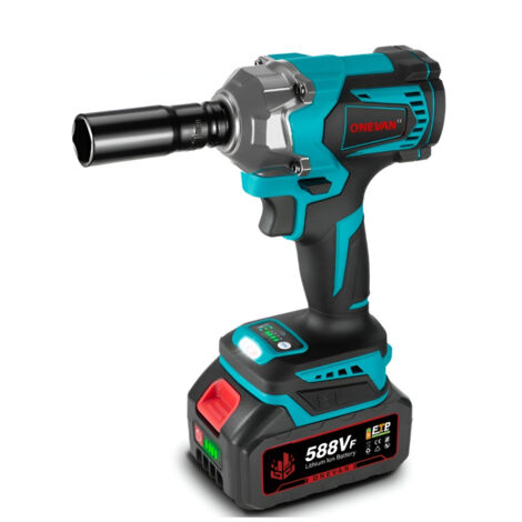 Llave de impacto inalámbrica ONEVAN de 700 Nm,4 velocidades, 1/2" Pistola de Impacto Electrica con 2 x 3 Ah baterías, para reparación de automóviles, construcción y hogar