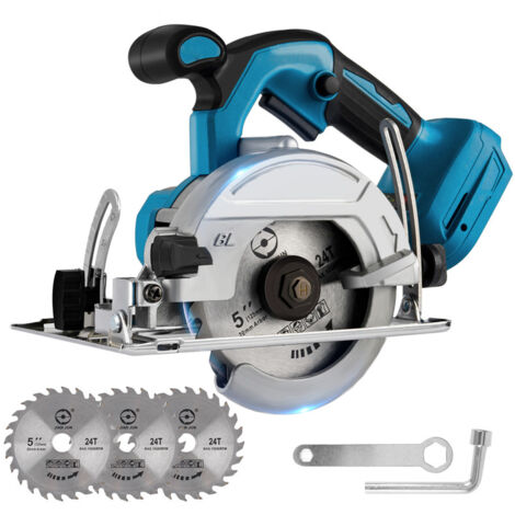 Sierra circulars ONEVAN Sierra circular eléctrica de 125 mm 8000 rpm con 3 hojas de sierra - Sin batería (1/2)