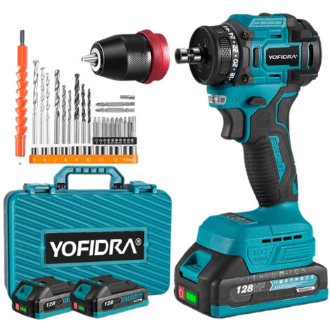 Destornillador de impacto 18 V, ajuste de 24 velocidades Destornillador a bateria,portabrocas de 10 mm, 31 accesorios en caja