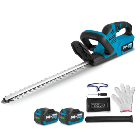 Cortasetos eléctrico 18V, longitud de corte 51cm, paso de cuchilla 1,5 cm - Con dos baterías y cargador