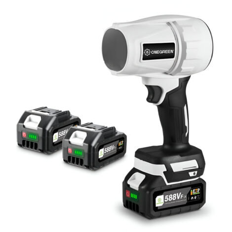 Soplador con batería de 900 W, 21 V, soplador de hojas sin escobillas de calidad industrial - Blanco