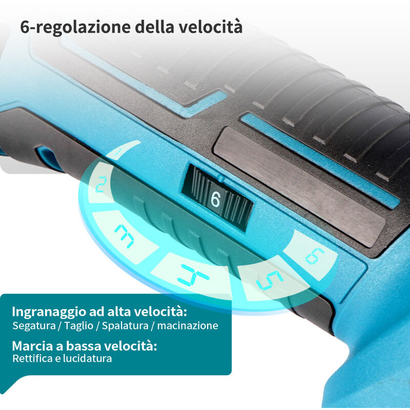 Utensile Multifunzione Oscillante Blayram Senza Spazzole - Per Batterie Makita 18V, 6 Velocità, 23 Accessori - Foto 11