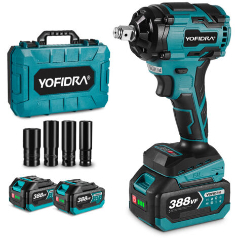 1000N.M Avvitatore a percussione da 1/2 pollici Utensili elettrici con 2 Batterie + 4 Accessorio