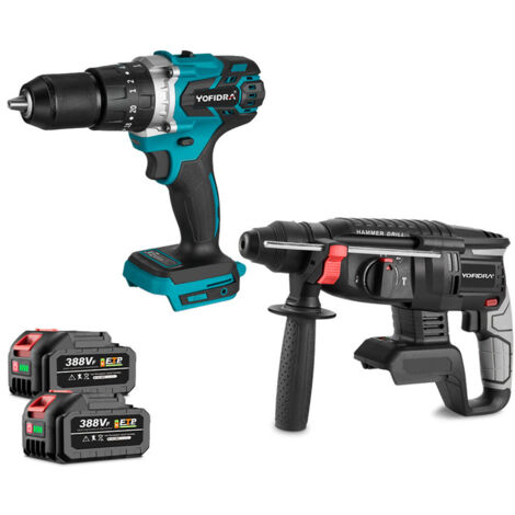 Tassellatore A Batteria Martello 21V - Trapano A Percussione Brushless Con 2 Batterie E Mandrino SDS Plus Martello Perforatore 4000 RPM - 4