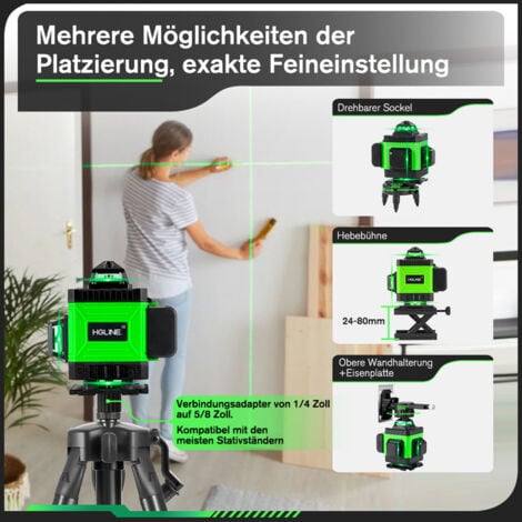 Livella Laser Verde 360° Autolivellante - 16 Linee Con Telecomando E Batterie Esterne IP54 - Foto 11