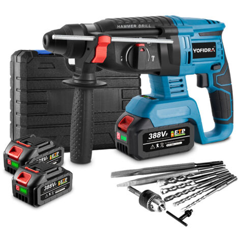 Perforatori tassellatori 26mm MAX 850W Martello tassellatore SDS con 2 Batterie + 10 Accessorio + Scatola di plastica