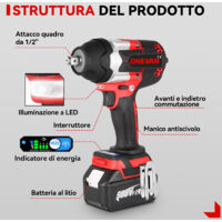 SundpeyPRO Avvitatore A Percussione A Batteria 1/2" – 1000 Nm (750 Ft-lbs) – Motore Brushless, 2 Batterie E Caricabatterie Inclusi