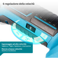 Multitool Oscillante Senza Fili Makita 18V - 6 Velocit&agrave;, 8500-22000 RPM, 23 Accessori, Motore Brushless