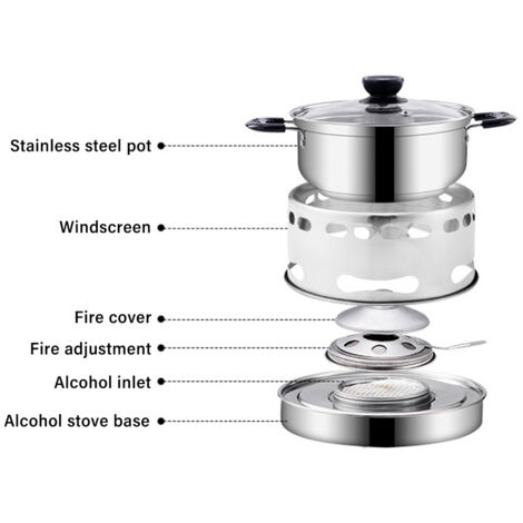 Outdoor Alkoholkocher Mit Windschutz - Camping Kocher Set Leicht & Kompakt