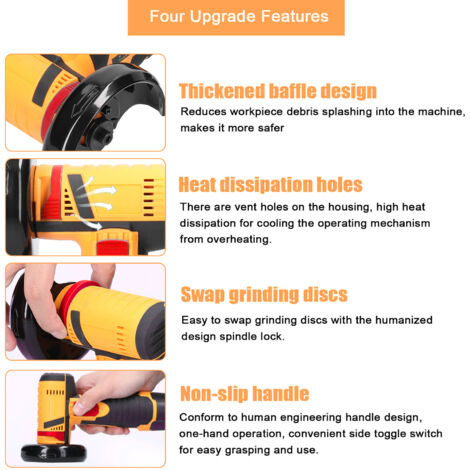 Mulcort Kabelloser Winkelschleifer 7000 U/min - 16,8V Mit 2 Akkus & Zubehör