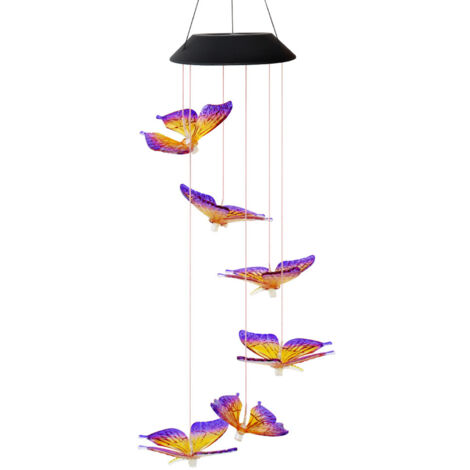 Solarbetriebene Windspiel-Lampe, farbwechselnder Schmetterling, Outdoor-Solarpanel für die Gartenstraße