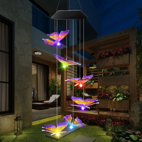 Solarbetriebene Windspiel-Lampe, farbwechselnder Schmetterling, Outdoor-Solarpanel für die Gartenstraße