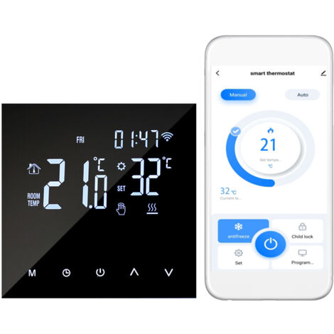Intelligente verwarmingsthermostaat, digitale temperatuurregelaar, touchscreen lcd-display, weekprogrammeerbare watervloerverwarming en gasboiler- thermostaat, vorstbescherming voor thuis, school