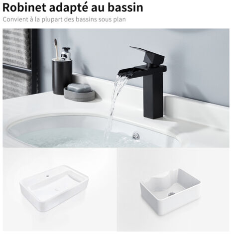 Decaura Robinet Lavabo Eau Froide Uniquement – Levier Unique, Acier Inoxydable Noir Mat, Moderne Et Économe