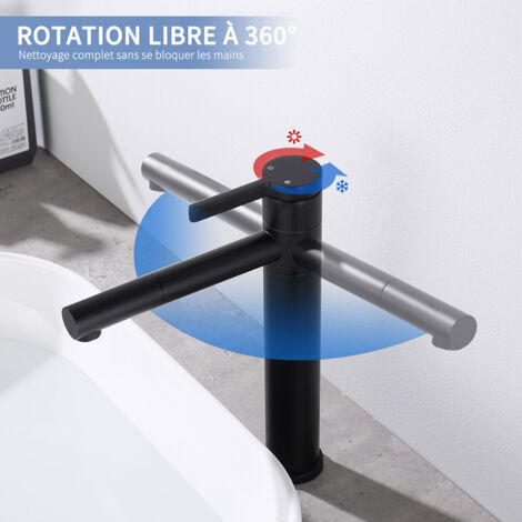 Mitigeur monocommande évier à bec rotatif à 360 ° acier inoxydable brossé - Robinets en acier