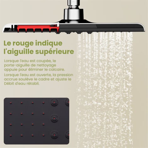 Colonne de Douche  Chromé Système de Douche avec Douchette Set Kit de Douche sans Mitigeur en Acier Inox Réglable en Hauteur
