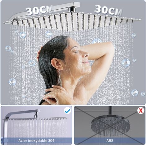 Colonne de Douche Thermostatique UBEEGOL - Chromé - Systèmes de Douche Pas Besoin de Forage Secondaire - Hauteur Réglable - Ensemble de Douche en Laiton Durable