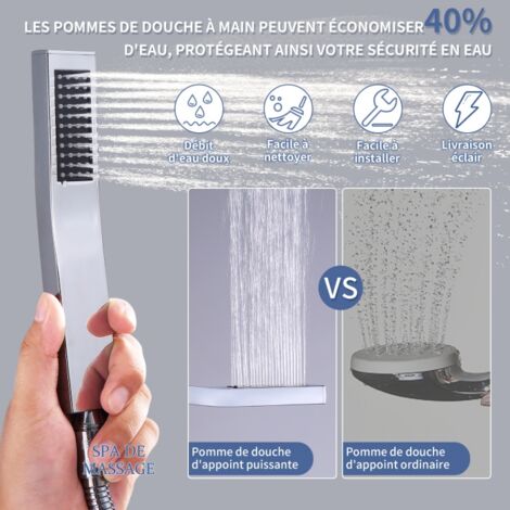 Colonne de Douche Thermostatique UBEEGOL - Chromé - Systèmes de Douche Pas Besoin de Forage Secondaire - Hauteur Réglable - Ensemble de Douche en Laiton Durable