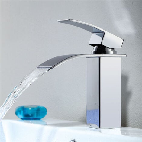 Robinet de salle de bain UBBEGOL - Cascade - Mitigeur de lavabo - Acier inox chromé - Deux voies - Design moderne