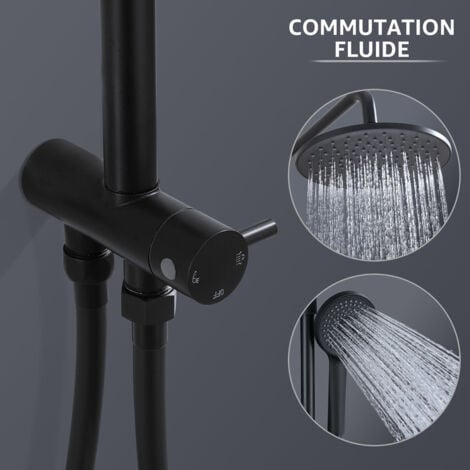 Colonne de douche OHPA,Système de douche séparable noir,avec pomme de douche et tête de douche,Douchette à main 4 fonctions,inoxydable tige de douche