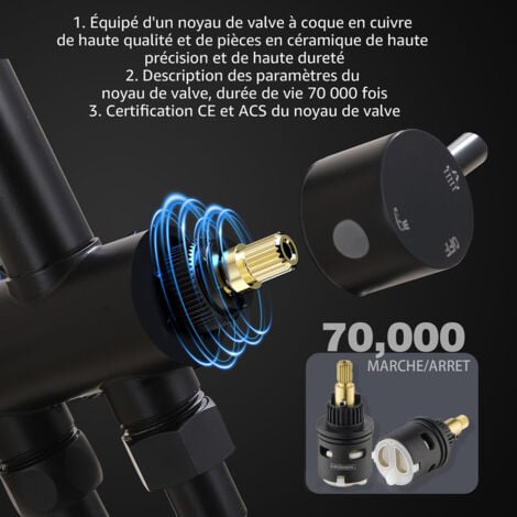 Colonne de douche OHPA,Système de douche séparable noir,avec pomme de douche et tête de douche,Douchette à main 4 fonctions,inoxydable tige de douche