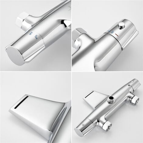 Robinet de Baignoire Cascade Mitigeur Thermostatique de Douche pour Baignoire Robinet de Douche Laiton Chromé Design Elégant