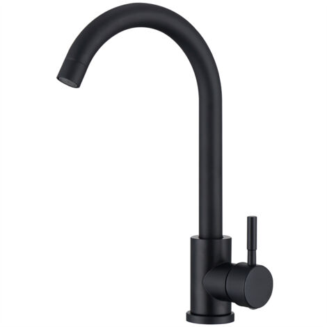 [JAMAIS UTILISÉ] Mitigeur de Cuisine Noir Robinet de Cuisine Bec Rotatif  360° Robinet Mitigeur d'Evier en Acier Inox Durable (1/5)