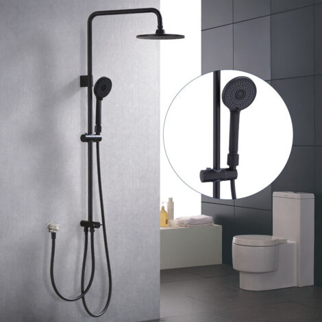 Colonne de Douche Sans Mitigeur avec Filtration – Inox Noir, Jets Hydromassants, Douchette 3 Fonctions,Installation Murale (1/5)
