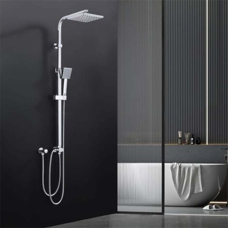 [JAMAIS UTILISÉ] Colonne de Douche sans robinetterie - OHPA - Pas besoin de percer une deuxième fois,Hauteur/Angulaire réglable Ensemble Douche Murale avec,Douchette à main et Pommeau de Douche Carrée