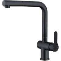 Mitigeur Cuisine avec Douchette Extractible Robinet d'Evier Rotation à 360°Robinet de Cuisine en Acier Inoxydable Noir Mat