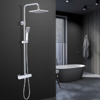 Colonne de Douche Thermostatique 38 °C,Ensemble thermostatique,Colonne de Douche Réglable En Hauteur,Anti-Brûlure,Système de douche en Inox 304,Chromé