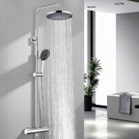 Colonne de Douche Thermostatique Ensemble de Douche Chromé Système de Douche Mitigeur en Laiton Kit de Douche Réglable