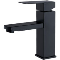 Robinet Salle Bain Noir acier inoxidable avec Poignée Carrée Mitigeur lavabo Eau Froide Chaude Disponible Robinetterie Lave Mains Démontable