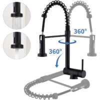 Mitigeur de Cuisine Rabattable Robinet Cuisine Pliable avec 2 Jets aux Choix Mitigeur d'évier à Ressort en Acier Noir Bec 360° Rotatif