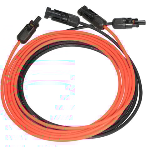 1 Paar 10 Fuß schwarzes + 10 Fuß rotes 10AWG Solarpanel-Verlängerungskabel mit Buchse und Stecker