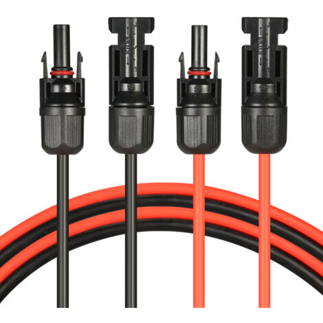 1 Paar 10 Fuß schwarzes + 10 Fuß rotes 10AWG Solarpanel-Verlängerungskabel mit Buchse und Stecker