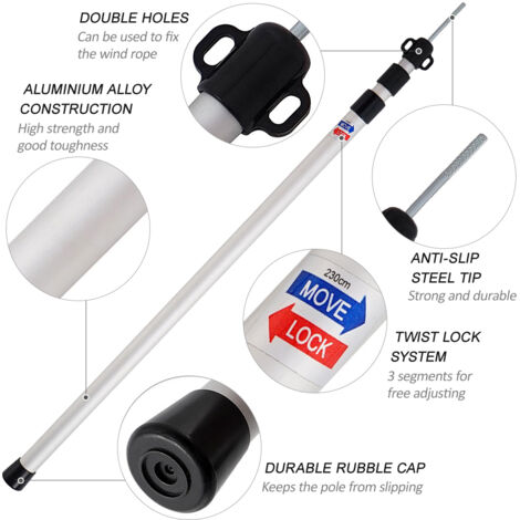 Zeltstangen-Set, 190 Cm, Faltbar & Rostfrei – Für Camping, Strandmarkisen, Vordächer