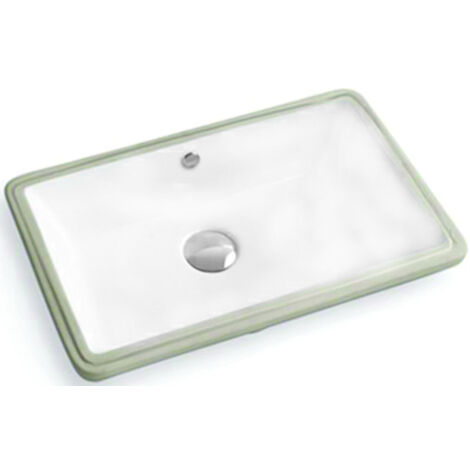 Vasque à encastrer Silla, lavabo salle de bain en céramique 54x34x18,5 cm, design moderne, installation facile, Blanc (1/2)