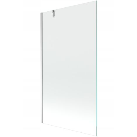 Pare-baignoire fixe Silla, paroi de baignoire 60x150 cm en verre trempé, installation murale facile, design moderne, Chromé (1/4)