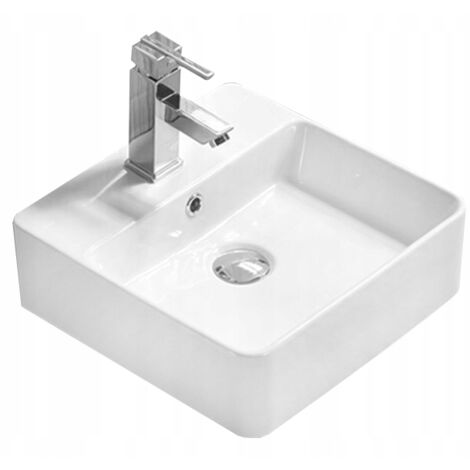 Vasque à Poser Carrée En Céramique Blanc - Lavabo Pour Salle De Bain 39x39 Cm (ecd Germany) - Neuf
