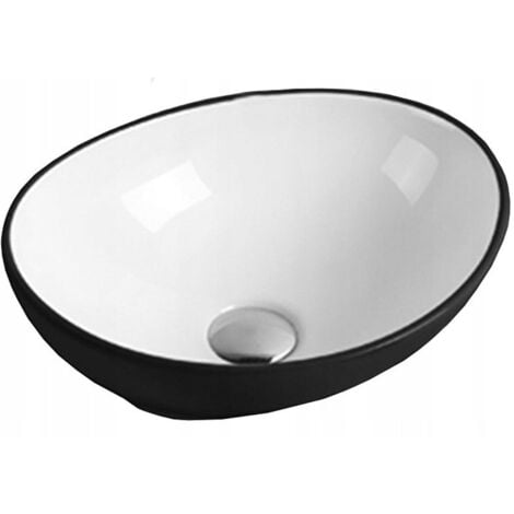 Silla Vasque à poser ovale, céramique 40,5x33x14 cm Blanc/noir